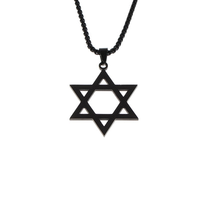 Black-colored stainless steel Star of David pendant on a chain, supporting HaGal Sheli’s mission to empower youth through surfing.