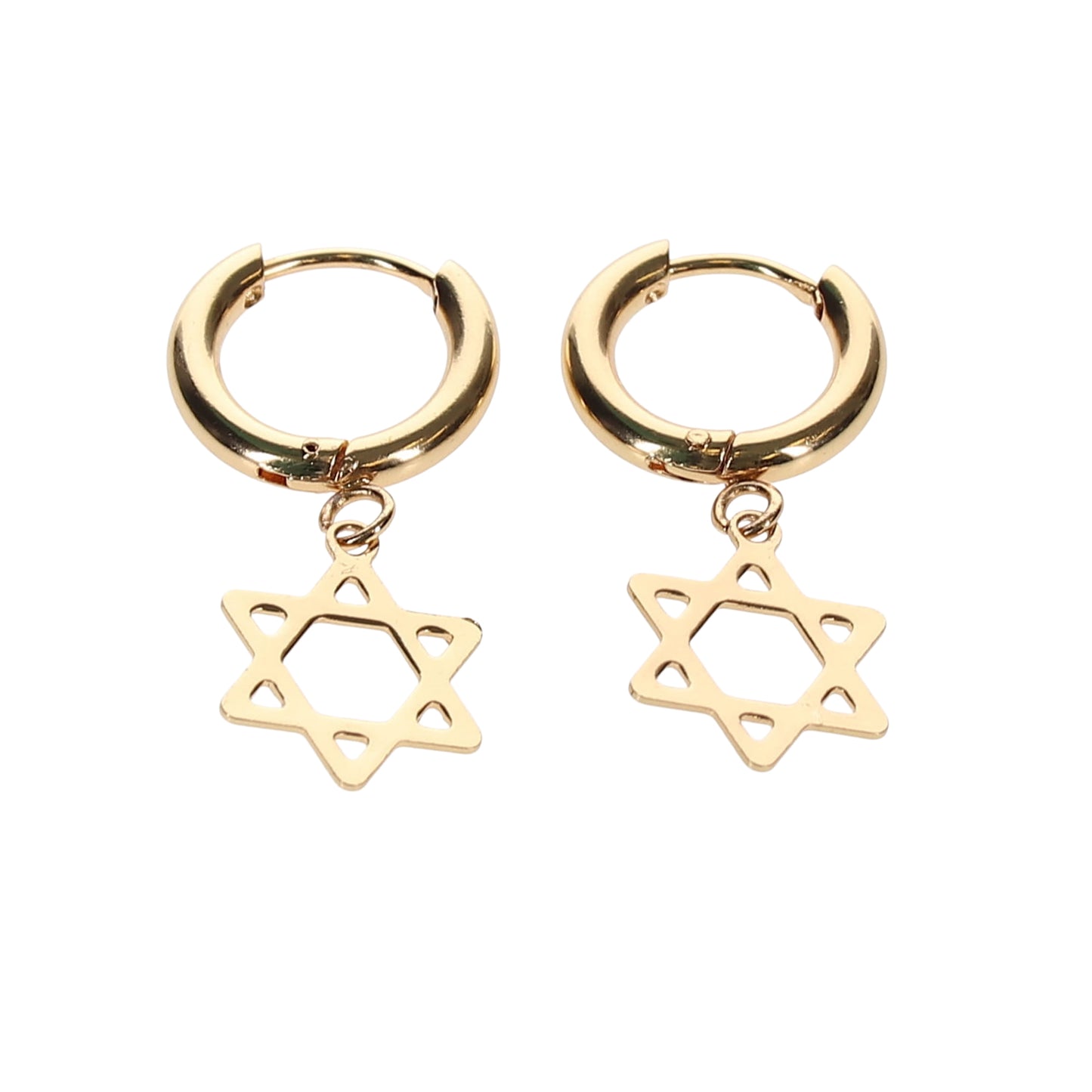 Gold Magen David Hoop Earrings – Stainless Steel Hoops for Kids & Adults