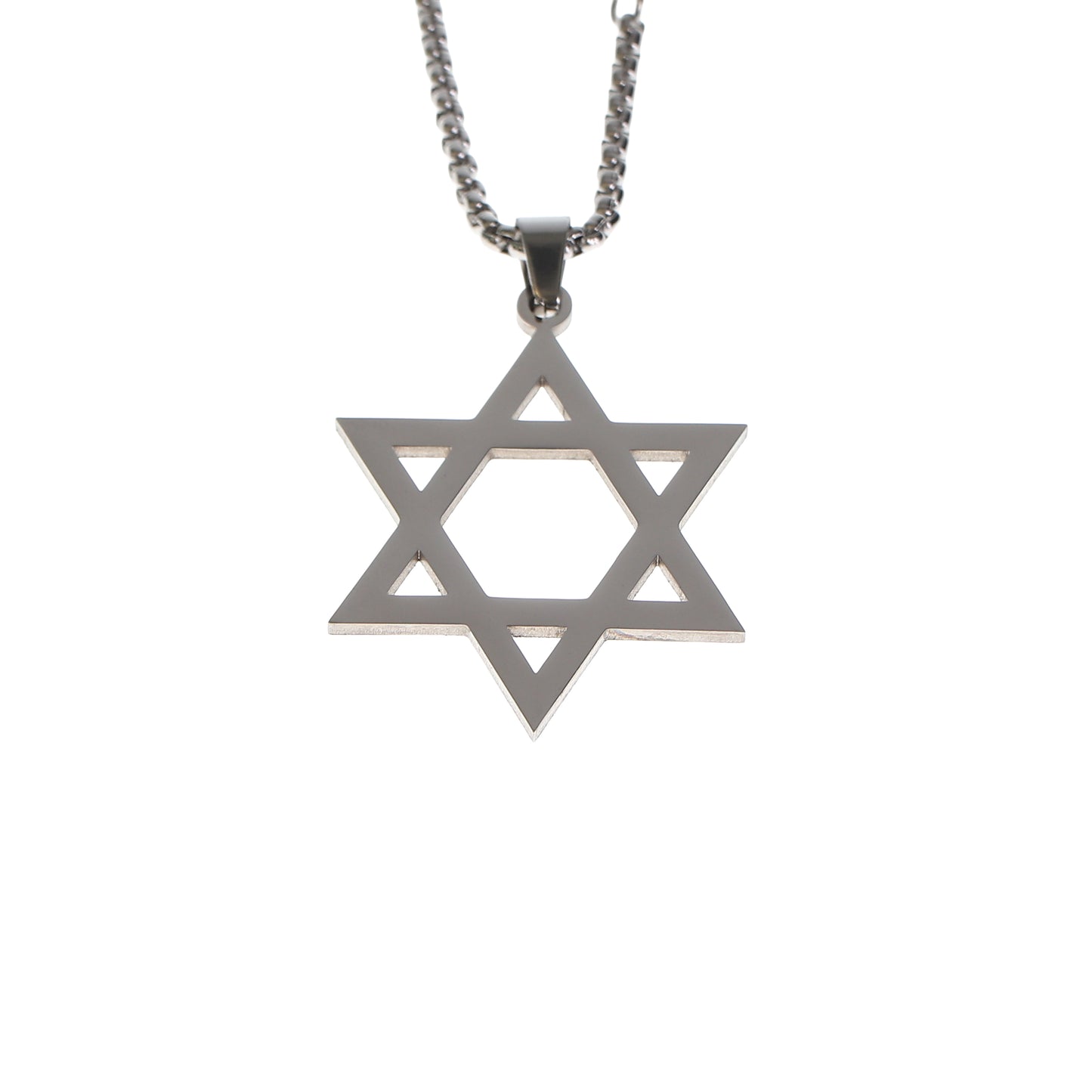 Large Silver Colour Magen David Necklace – Unisex Stainless Steel Pendant