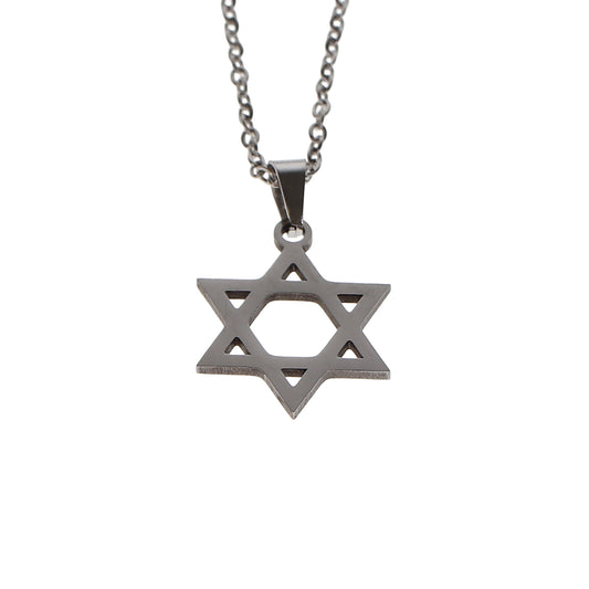 Silver Magen David Pendant Necklace – Stainless Steel