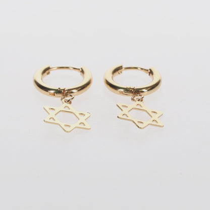 Gold Magen David Hoop Earrings – Stainless Steel Hoops for Kids & Adults