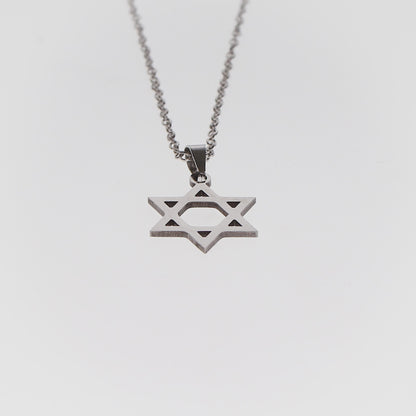 Silver Magen David Pendant Necklace – Stainless Steel